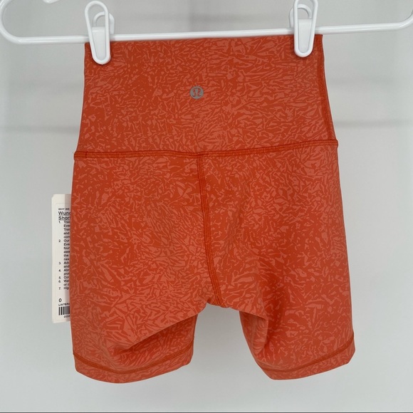 LULULEMON NWT WUNDER TRAIN HIGH RISE BIKE SHORT 6” CRUNCH WARM CORAL 0 14 - Picture 6 of 8
